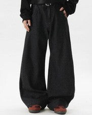 Pantalones de mezclilla sueltos informales de pierna ancha de moda juvenil para hombre