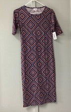 Vestido para mujer Lularoe Julia talla XS multicolor hasta la rodilla elástico cuello redondo N