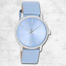 Oozoo Mujer Pulsera Reloj Relojes Analógico Cuero Azul Claro