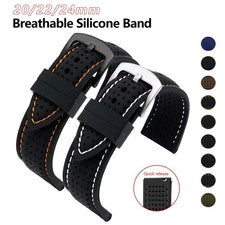 Correa de reloj de silicona universal de goma impermeable para hombre aro de 19-24 mm
