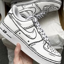 Nike Air Force 1 Triple Espalda Blanca Personalizada “Dibujos Animados”