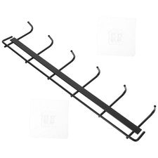 Estante para utensilios de cocina montado en la pared negro con ganchos percha de hierro reutilizable