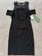Mini Vestido de Cóctel One By Eight Para Mujer Negro Hombro Descubierto Talla 4 Nuevo con Etiquetas