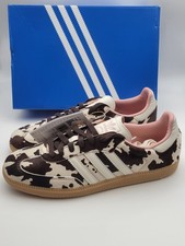 Adidas Samba OG Entrenadores Estampado de Vaca Marrón/Blanco/Rosa/Goma UK-10.5 (JR1256)
