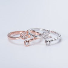 Damen Ring Tulpe 46 - 54 verstellbar Silber 925 Zirkonia Blumen Blüte offen