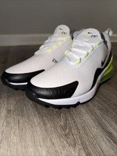Nike Air Max 270 Golf Zapatos Sin Tacos Blanco Negro Volt CK6483-105 Hombres Talla 9