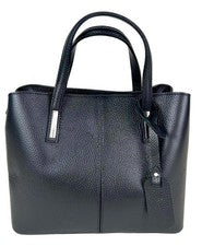 Bolso de mano para mujer de cuero italiano de diseñador - negro Bia