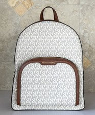 Mochila Michael Kors Jaycee Grande Bolsillo con Cremallera MK Vainilla/Marrón
