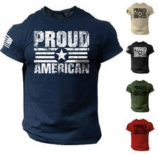 Camiseta Orgullosa Bandera de Estados Unidos Envejecida Hombres Camiseta Patriótica Algodón Camiseta S - 2XL