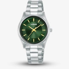 Lorus RG245XX9 Damas Cuarzo Tono Plata Esfera Verde 50m con R 2 Años de Garantía