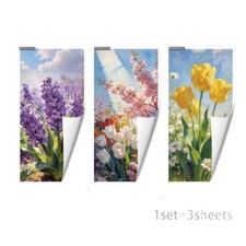 3 PIEZAS Pegatinas de Pared Florales PVC para Decoración de Salón Dormitorio Paneles 30x60cm
