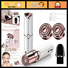 Depiladora facial eléctrica sin dolor para mujer - 2 cabezales de repuesto, como se ve o