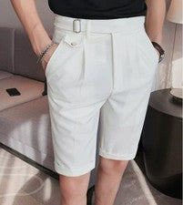 Pantalones Cortos de Vestido Estilo Británico Informales Calce Ajustado Pantalones Cortos Chinos para Hombres Nuevos