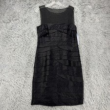 Vestido Vaina London Times Nuevo con Etiquetas Para Mujer 12 Negro Capas Transparente Fiesta Cóctel