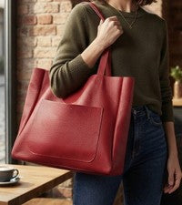 Bolso de Mano Rojo para Mujer, Bolso de Hombro Grande, Amplio Cartera de Compras Diarias