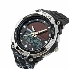 Reloj Hombre Energía Solar Deportivo Doble Tiempo LED Digital Impermeable Analógico Cuarzo