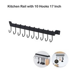 Estante para Ollas - Riel para Colgar Ollas y Sartenes con 10 Ganchos, Colgador para Ollas para Cocina
