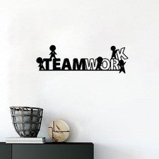 Arte de pared de metal de trabajo en equipo decoración para hogar oficina sala dormitorio