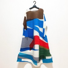 Nuevo con etiquetas Vestido Plisado Orquídea Multicolor Mujer OS Poliéster Único Elegante De Japón