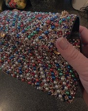 Bolso clutch para mujer estilo vintage decorado con diamantes de imitación de perlas multicolor