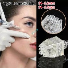 Microaguja de cristal múltiple 9 pines 34G-1,2/1,5 mm para belleza cuidado facial de la piel