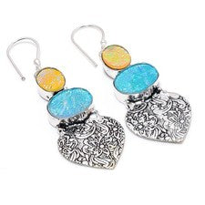 Pendiente de joyería de plata esterlina 925 hecho a mano con piedras...