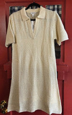 Conjunto de mini vestido y chaleco de manga corta tejido crema The Drop para mujer talla M nuevo con etiquetas