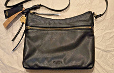 Cartera bandolera de cuero negra Margot #2909-BO - NUEVA CON ETIQUETAS