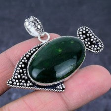 Colgante de regalo de plata de ley 925 hecho a mano con piedras preciosas de labradorita verde 1,69" B871