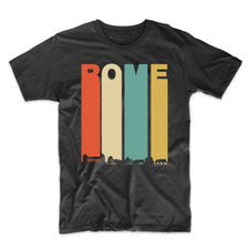 Camiseta retro estilo años 70 Roma Italia paisaje urbano centro horizonte
