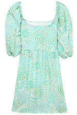 Vestido para mujer - Vestido sin solero estampado verde - Grande - Vestido manga abullonada