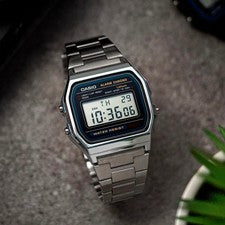 NUEVO CASIO Retro Clásico Unisex Digital Acero Reloj Pulsera A158WA-1YES Plateado