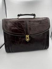 Bolso de mano vintage de cuero marrón oscuro con retazos de los 90 con correa cruzada maletín NUEVO