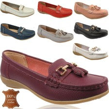 Damas Cuero Genuino Jo&Joe Mocasines Informales Formales Trabajo Sin Cordones Mocasines Zapatos