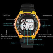 Electronic Sports Watch Luminous Waterproof Rubber Strap Large Screen OH