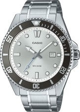 Casio Estándar Analógico Reloj Deportivo MDV-107D-7AV 20ATM Plata Dial Banda ...
