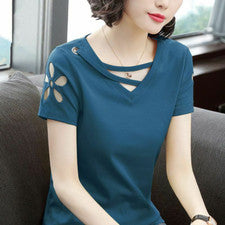 Camiseta De Mujer Camisas Moda Blusa Elegante Informal Manga Corta Nueva Camisa To