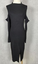 Vestido acanalado negro hombro frío moderno para mujer Madden Girl 1X nuevo con etiquetas