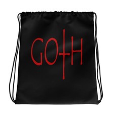 Bolso Cinch Rojo Gótico Estilo Oscuro y Mórbido Celebración Halloween Cordón