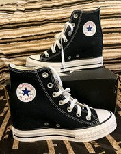 Zapatillas deportivas Converse para mujer talla 6 con cuña oculta altas negras A11909C nuevas en caja