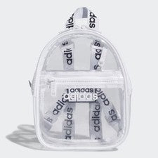 Adidas Clear ll Mini Mochila Ligera Pequeña TPU Bolso con Cremallera Transparente Blanco Negro