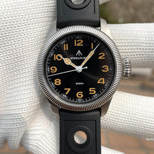 39MM STEELFLIER Reloj Piloto Cuarzo Hombre Zafiro 200M Impermeable Silicona NUEVO