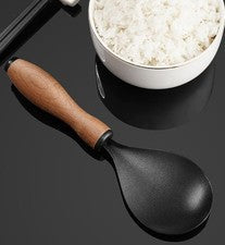 Arroz de acero inoxidable para cuchara de servir con mango cómodo mango de madera carbonizada