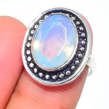 Anillo de plata de ley 925 con piedras preciosas de ópalos de fuego para regalo de todos los tamaños