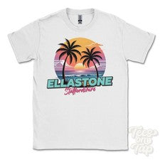 CAMISETA ELLASTONE STAFFORDSHIRE - Retro Estilo Miami Divertida Parodia de Verano Reino Unido