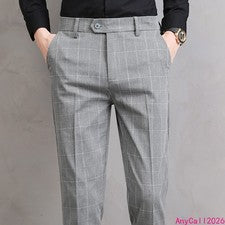 Traje de verano Pantalones a cuadros Ropa para hombre Oficina Pantalones formales Delgados Estilo Coreas