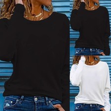 Moda Mujer Cuello Redondo Manga Larga Camiseta Estilo Informal para Otoño