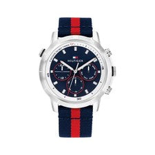 NUEVO RELOJ TROY TOMMY HILFIGER AZUL MARINO ROJO PLATA 1792124 - GARANTÍA