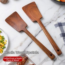 Espátula de madera de acacia de borde liso 34,8 x 8,8 cm utensilio de cocina tolerante al calor