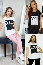 Camiseta Top Mujer COCO Paris Eslogan Damas Verano Algodón Moda